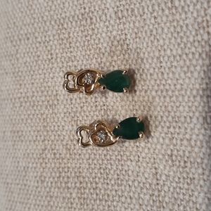 Beautiful Emerald, Diamond and Gold Earrings